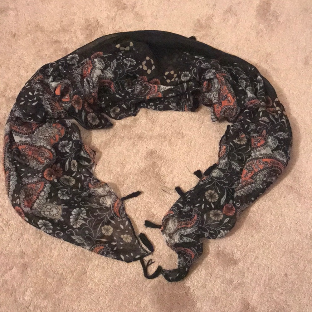 Black floral scarf